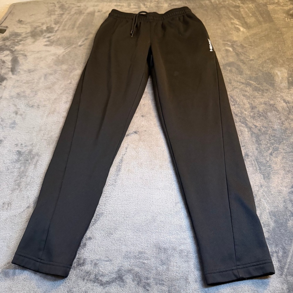 HEAD Black Athletic Track Pants Joggers Elastic Waist Drawstring Mens Small